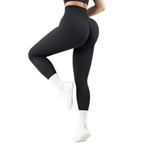 moshengqi seamless workout leggings for women butt lifting high waisted tummy control yoga pants(m,00-solid black)