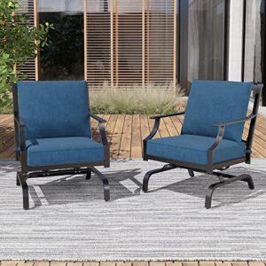 grand patio outdoor patio seating chair, motion chair, stationary rocker, metal patio chair set of 2,peacock blue