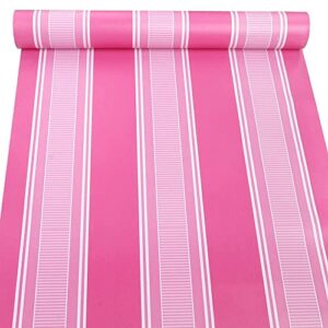 poetryhome self adhesive vinyl rose and pink stripe peel and stick wallpaper shelf liner for walls nursery girls bedroom cabinets dresser drawer furniture decal removable waterproof 17.7x117 inches