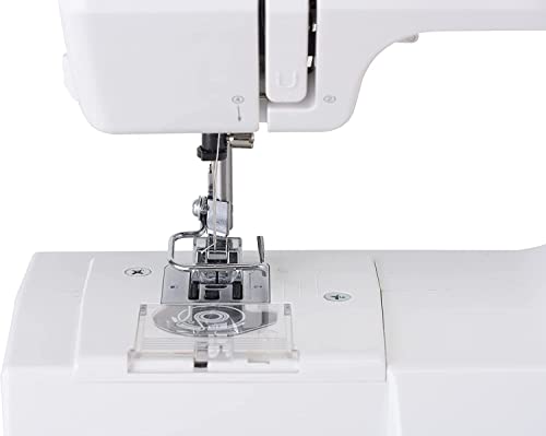 SINGER Sewing Machine Bundle M1000+, 32 Stitch Applications, Mending Machine, Simple, Portable, Great for Beginners, Top Drop-In Bobbin, Reverse Lever, 5 heavy duty needles, Kwalicable Cleaning Cloth