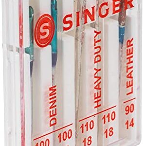 SINGER Sewing Machine Bundle M1000+, 32 Stitch Applications, Mending Machine, Simple, Portable, Great for Beginners, Top Drop-In Bobbin, Reverse Lever, 5 heavy duty needles, Kwalicable Cleaning Cloth