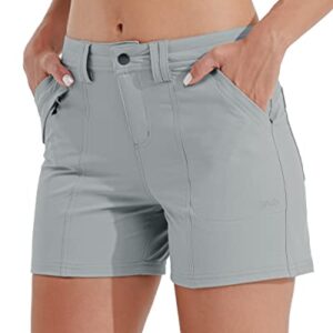 Willit Women's Golf Hiking Shorts Quick Dry Athletic Casual Summer Shorts with Pockets Water Resistant 4.5" Gray 8