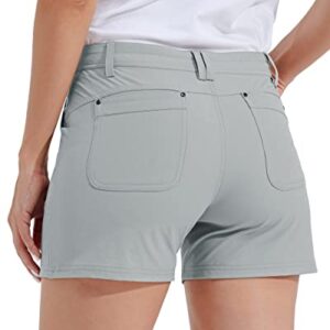 Willit Women's Golf Hiking Shorts Quick Dry Athletic Casual Summer Shorts with Pockets Water Resistant 4.5" Gray 8