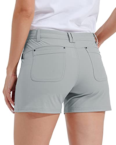 Willit Women's Golf Hiking Shorts Quick Dry Athletic Casual Summer Shorts with Pockets Water Resistant 4.5" Gray 8