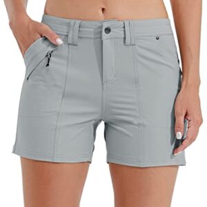 Willit Women's Golf Hiking Shorts Quick Dry Athletic Casual Summer Shorts with Pockets Water Resistant 4.5" Gray 8