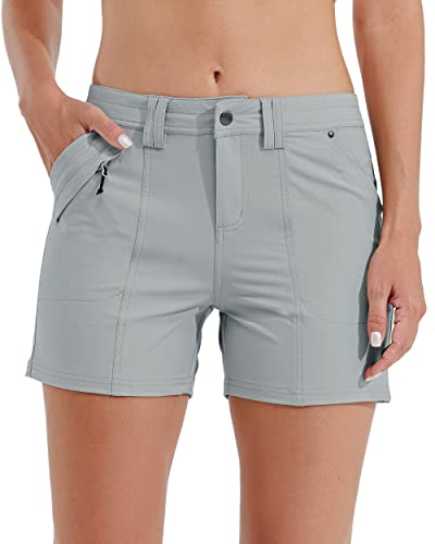 Willit Women's Golf Hiking Shorts Quick Dry Athletic Casual Summer Shorts with Pockets Water Resistant 4.5" Gray 8