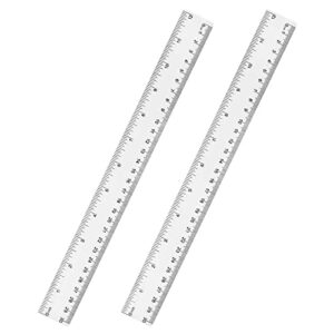unjoo clear plastic ruler 12 inch straight ruler, shatterproof ruler with inches and centimeters for school classroom, home, or office (2pcs)