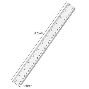 Unjoo Clear Plastic Ruler 12 Inch Straight Ruler, Shatterproof Ruler with Inches and Centimeters for School Classroom, Home, or Office (2pcs)