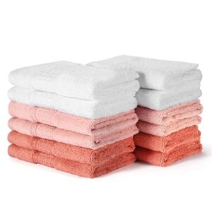 bathroom wash clothes - premium face cloths washcloths 12 pack, ultra soft cotton, multicolor luxury bath towels extra large fluffy sets for sensitive skin. assorted colors.