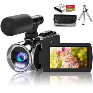 hojocojo video camera camcorder 4k 36.0 mp vlogging camera recorder for youtube 3.0 inch ips screen 18x digital zoom camcorders camera with batteries & tripod
