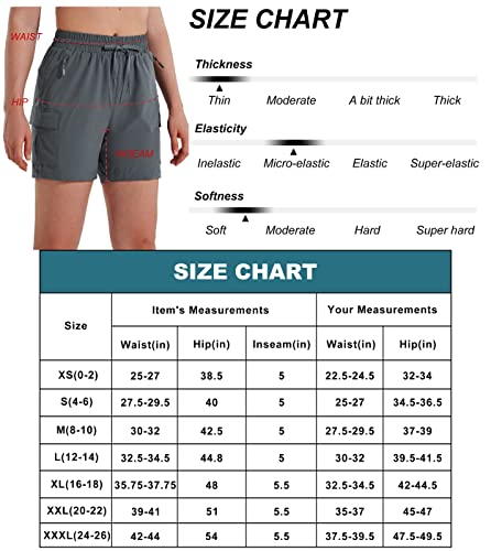 MASKERT Women's Hiking Cargo Shorts Quick Dry Athletic Golf Shorts 5 Inches Lightweight Running Summer Casual Shorts with Pockets, Ruby Wine L