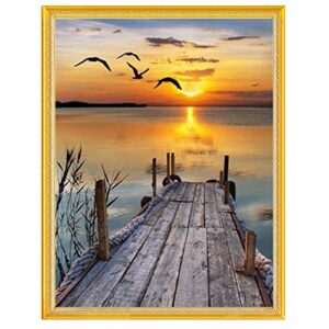 Disxvivy Cross Stitch Stamped Full Embroidery Kits DIY 11CT Cotton Thread Printed DIY Needlepoint Kits DMC Craft Needlework Set Cross-Stitch Stamped Sets-Sunset Scenery 15.7x20.9 inch