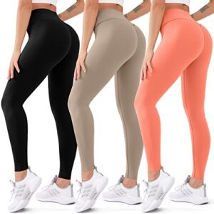 3 pack high waisted leggings for women butt lift tummy control yoga pants non see-through workout running pants small-medium