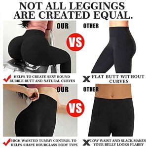 3 Pack High Waisted Leggings for Women Butt Lift Tummy Control Yoga Pants Non See-Through Workout Running Pants Small-Medium