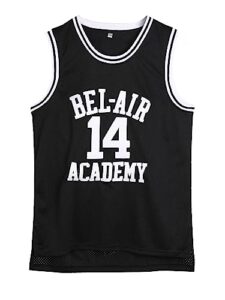 amzdest 90s the fresh prince of bel air academy #14 jersey shirt for men and women, unisex basketball jersey for theme party (black, medium)