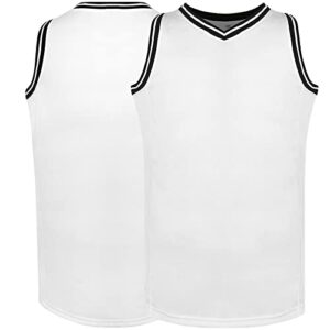 phoneutrix blank basketball jersey, men's mesh athletic reversible sports shirts s-3xl (small, white)