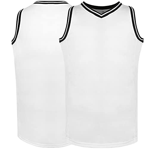 Phoneutrix Blank Basketball Jersey, Men's Mesh Athletic Reversible Sports Shirts S-3XL (Small, White)