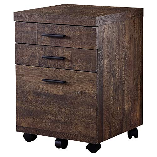 Monarch Specialties Computer Desk L-Shaped Corner Desk with Storage - Left or Right Facing - 60" L (Brown Reclaimed Wood Look) & I 7400 Filing Cabinet, 18.25" L x 17.75" W x 25.25" H, Brown