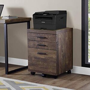 Monarch Specialties Computer Desk L-Shaped Corner Desk with Storage - Left or Right Facing - 60" L (Brown Reclaimed Wood Look) & I 7400 Filing Cabinet, 18.25" L x 17.75" W x 25.25" H, Brown