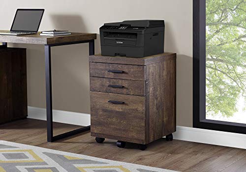 Monarch Specialties Computer Desk L-Shaped Corner Desk with Storage - Left or Right Facing - 60" L (Brown Reclaimed Wood Look) & I 7400 Filing Cabinet, 18.25" L x 17.75" W x 25.25" H, Brown