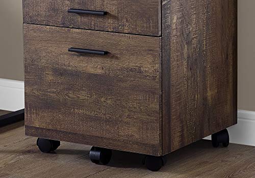 Monarch Specialties Computer Desk L-Shaped Corner Desk with Storage - Left or Right Facing - 60" L (Brown Reclaimed Wood Look) & I 7400 Filing Cabinet, 18.25" L x 17.75" W x 25.25" H, Brown