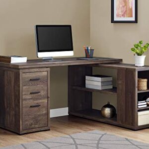 Monarch Specialties Computer Desk L-Shaped Corner Desk with Storage - Left or Right Facing - 60" L (Brown Reclaimed Wood Look) & I 7400 Filing Cabinet, 18.25" L x 17.75" W x 25.25" H, Brown