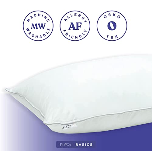 FluffCo. Down Alternative King Size Pillows | Luxury Hotel-Quality Cooling Pillow | Luxurious Breathable Microfiber Polyester Pillow | 300 Thread Count (King Size Soft - Pack of 1)
