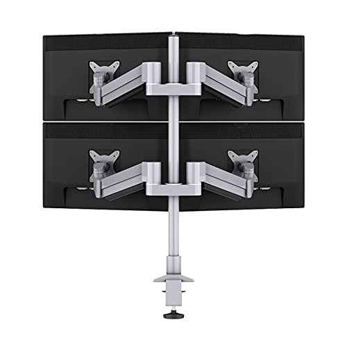 Monitor Stand for Heavy Duty Quad Screen Monitor Stand Mount 15"-27" Monitor Desk Mount Stand with Robotic Arm Height Adjustable Monitor Arm Mount, Each Arm Holds Up to 22 Lbs Monitor Arms Stand