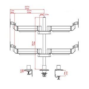 Monitor Stand for Heavy Duty Quad Screen Monitor Stand Mount 15"-27" Monitor Desk Mount Stand with Robotic Arm Height Adjustable Monitor Arm Mount, Each Arm Holds Up to 22 Lbs Monitor Arms Stand