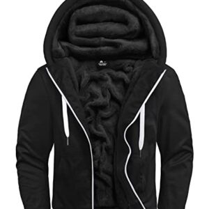 JACKETOWN Athletic Hoodies for Men Heavy Zip Up Sweatshirt Sherpa Fleece Jacket Winter Warmth Coat, 004Black, XL