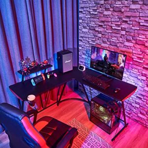 lazyland l shaped gaming desk, 50" home office desk, office writing workstation with headphone stand and cup holder for game player,office worker