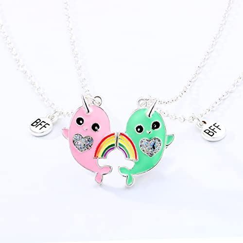 pugest 2 Pcs Set Best Friends Necklace BFF Cute Charm Heartshaped Koala Friendship Necklaces, Friendship Jewelry for Womens Grils (whale)