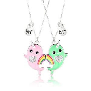 pugest 2 pcs set best friends necklace bff cute charm heartshaped koala friendship necklaces, friendship jewelry for womens grils (whale)