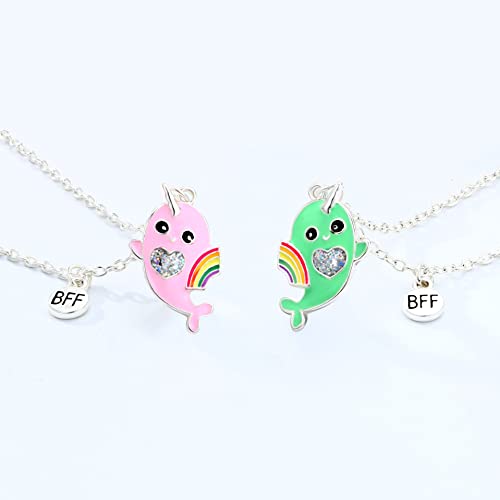 pugest 2 Pcs Set Best Friends Necklace BFF Cute Charm Heartshaped Koala Friendship Necklaces, Friendship Jewelry for Womens Grils (whale)