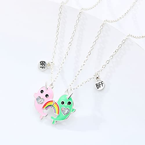 pugest 2 Pcs Set Best Friends Necklace BFF Cute Charm Heartshaped Koala Friendship Necklaces, Friendship Jewelry for Womens Grils (whale)