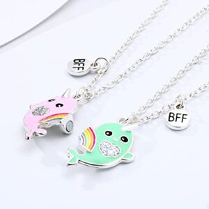 pugest 2 Pcs Set Best Friends Necklace BFF Cute Charm Heartshaped Koala Friendship Necklaces, Friendship Jewelry for Womens Grils (whale)