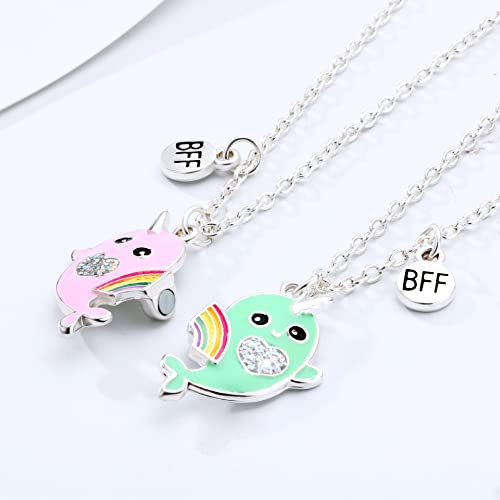 pugest 2 Pcs Set Best Friends Necklace BFF Cute Charm Heartshaped Koala Friendship Necklaces, Friendship Jewelry for Womens Grils (whale)