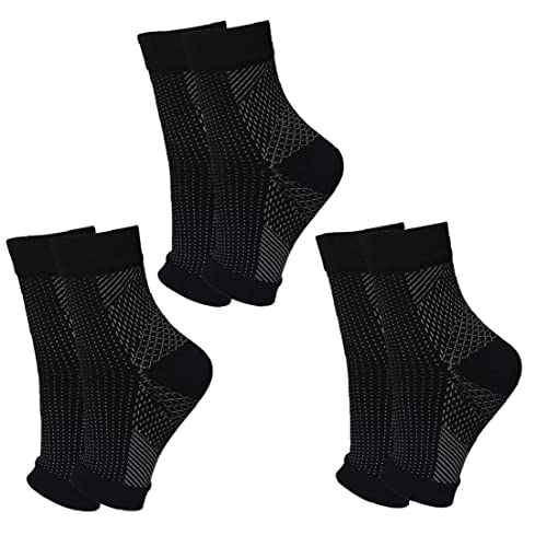 3pair Plantar Fasciitis Support Socks Men Women Sleeves for Weak Ankles Arches Heels - Pain Relief Night Splint Sock