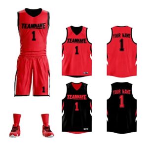 custom reversible basketball jersey personalized printed name number blank team sports uniform for men/boy
