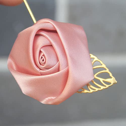 WANLIAN Boutonniere Corsage Wristlet Wedding Groom Rose Corsage Wrist Corsage Prom Corsage for Best Man, Weddings, Dances, Parties Set of 6 (Pink)