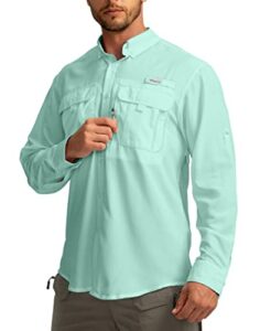 men's sun protection fishing shirts long sleeve travel work shirts for men upf50+ button down shirts with zipper pockets(arona small)