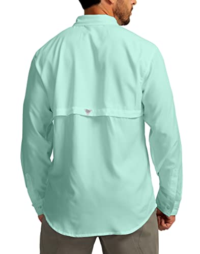 Men's Sun Protection Fishing Shirts Long Sleeve Travel Work Shirts for Men UPF50+ Button Down Shirts with Zipper Pockets(Arona Small)