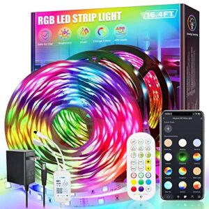 led strip lights, 16.4ft smart lights with app remote control, rgb color changing led lights for bedroom, home, tv, parties and christmas decoration