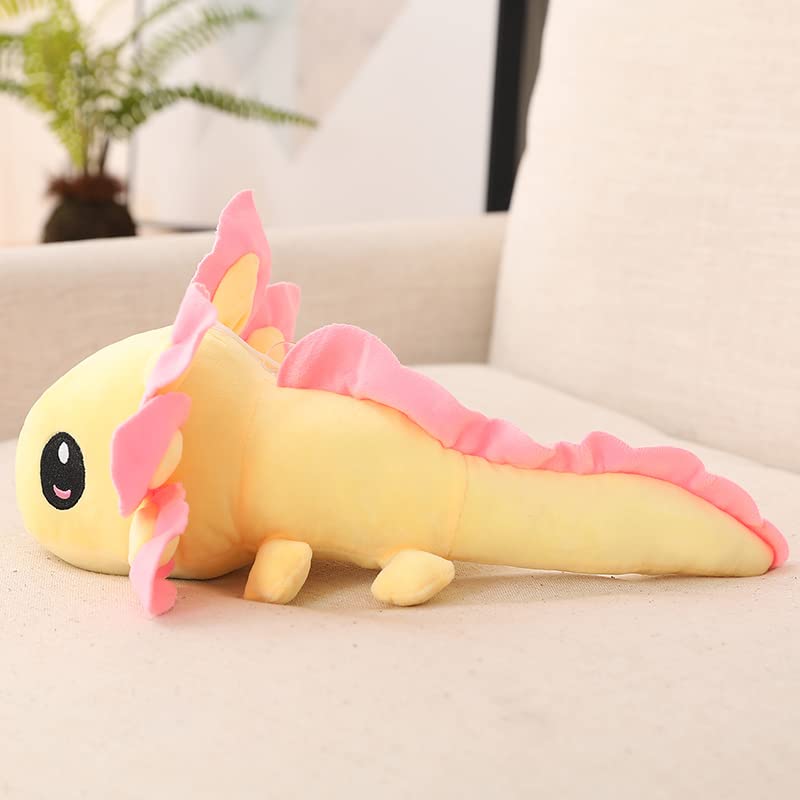 funnykitten 1 Pcs Kawaii Axolotl Plush Doll Toys, Soft Animal Stuffed Pillow Doll, Cute Soft Axolotl Gifts for Boys Girls (Yellow)