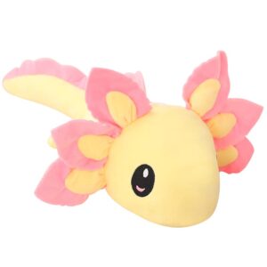 funnykitten 1 pcs kawaii axolotl plush doll toys, soft animal stuffed pillow doll, cute soft axolotl gifts for boys girls (yellow)