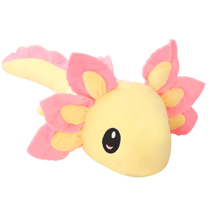 funnykitten 1 Pcs Kawaii Axolotl Plush Doll Toys, Soft Animal Stuffed Pillow Doll, Cute Soft Axolotl Gifts for Boys Girls (Yellow)