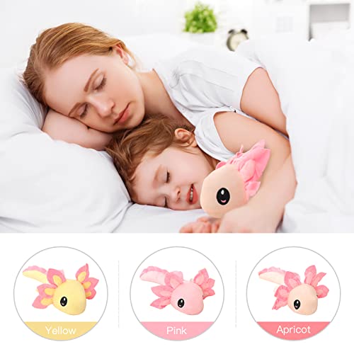 funnykitten 1 Pcs Kawaii Axolotl Plush Doll Toys, Soft Animal Stuffed Pillow Doll, Cute Soft Axolotl Gifts for Boys Girls (Yellow)