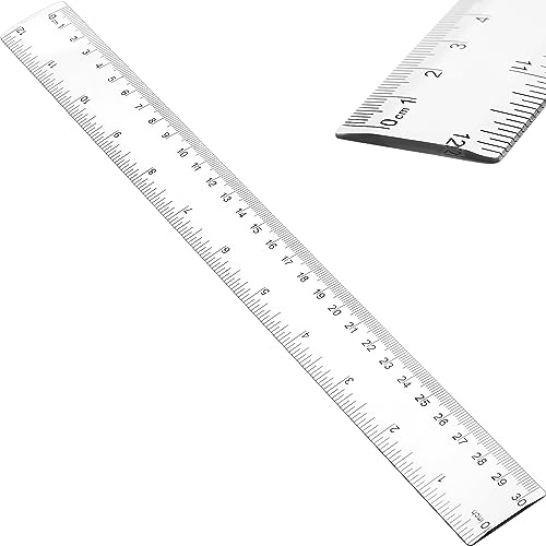 100 Pieces 12 Inch Ruler Bulk Clear Plastic Flexible Rulers with Centimeters and Inches Kids Ruler Straight Metric Ruler Drafting Measuring Tool for Classroom School Students Families Education