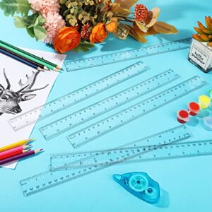 100 Pieces 12 Inch Ruler Bulk Clear Plastic Flexible Rulers with Centimeters and Inches Kids Ruler Straight Metric Ruler Drafting Measuring Tool for Classroom School Students Families Education