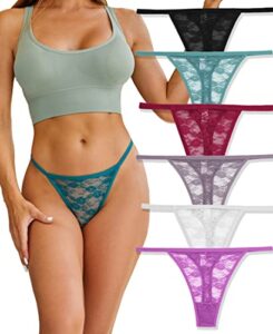 knowyou 10/6 pack g-string thongs for women sexy lace low rise underwear for ladies no show t-back tanga panties